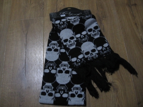 SKULL smrtka - lebka šál čiernobiely so smrtkami 90%bavlna 10%spandex