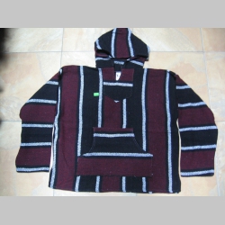 " MEXICO " hrubá bundomikina s kapucou "Klokanka " 80%bavlna 20%polyester farba: bordová s čierno-šedými pruhmi