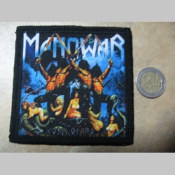 Manowar ofsetová nášivka po krajoch obšívaná cca. 9x9cm 