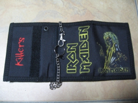 Iron Maiden hrubá pevná textilná peňaženka s retiazkou a karabínkou