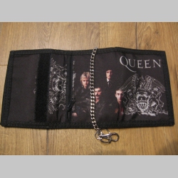 Queen hrubá pevná textilná peňaženka s retiazkou a karabínkou