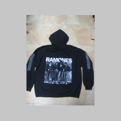 Ramones band, čierna pánska mikina na zips s kapucou 70%bavlna 30%viskóza