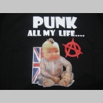 Punk All My Life  mikina s kapucou stiahnutelnou šnúrkami a klokankovým vreckom vpredu 