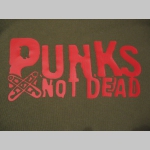 Punks not Dead mikina s kapucou stiahnutelnou šnúrkami a klokankovým vreckom vpredu 