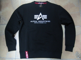 Alpha Industries, čierna mikina bez kapucne s tlačeným logom  80%bavlna 20%polyester 