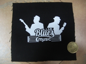 Blues music  potlačená nášivka rozmery cca. 12x12cm (po krajoch neobšívaná)