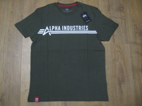 Alpha Industries olivové pánske tričko s tlačeným logom materiál 100%bavlna