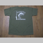 Fishing Champion pánske rybárske tričko s obojstrannou potlačou 100%bavlna značka Fruit of The Loom