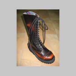 Kožené topánky Steadys 15.dierkové s prešívanou oceľovou špičkou oranžovočierne 