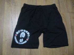 HC Punk Oi! Antifa League  čierne teplákové kraťasy s tlačeným logom