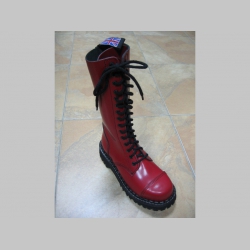 Kožené topánky Steadys 15.dierkové s prešívanou oceľovou špičkou červené 