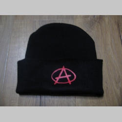 Anarchy, zimná čiapka, čierna s tlačeným logom 100% akryl univerzálna veľkosť  