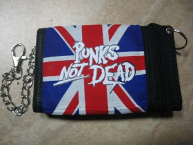 Punks not Dead hrubá pevná textilná peňaženka s retiazkou a karabínkou