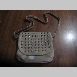Dámska kabelka koženková, vybíjaná chrómovanými kuželmi, farba krémová, používaná - zánovná