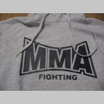 MMA Fighting šedá mikina s kapucou stiahnutelnou šnúrkami a klokankovým vreckom vpredu 