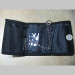 Black Metal pevná textilná peňaženka s retiazkou a karabínkou, tlačené logo