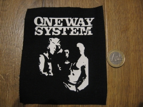 One way System  potlačená nášivka rozmery cca. 12x12cm (po krajoch neobšívaná