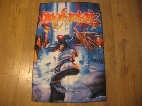 Limp Bizkit vlajka hrub&aacute; s obr&aacute;zkom na jednej strane, rozmery 56x89cm materi&aacute;l 100% polyester