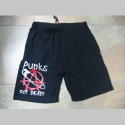 Punks not Dead  čierne teplákové kraťasy s tlačeným logom