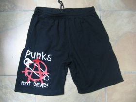 Punks not Dead  čierne teplákové kraťasy s tlačeným logom