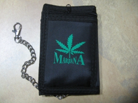 Marijuana - ganja  pevná textilná peňaženka s retiazkou a karabínkou