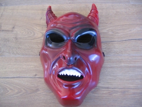 čert - plastová maska " klaun " na zadnej časti gumička na uchytenie