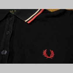 Fred Perry tmavomodrá dámska polokošeľa s bieločerveným lemovaním, praná  VINTAGE materiál 95%bavlna 5%elastan, posledný kus veľkosť S