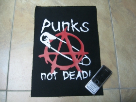 Punks not Dead - Anarchy  chrbtová nášivka veľkosť cca. 35x26cm (po krajoch neobšívaná)