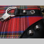 veľká peňaženka PUNKROCK TARTAN - škótske káro zdobená koženkou, vybíjaním a kovovou imitáciou pút