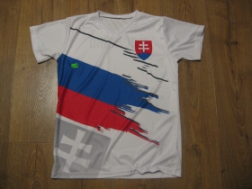 Slovakia - Slovensko biele funkčné pánske tričko s obojstranným motívom materiál: 100 % polyester, posledný kus veľkosť XS 