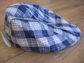 čiapka Rude Boy škótske káro TARTAN BLUE  materiál 30% bavlna 70%polyester, veľkosť cca. 54-56  vzadu pružný patent pre prisposobenie veľkosti