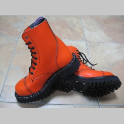 Kožené topánky Steadys, oranžové 8.dierkové s prešitou oceľovou špičkou 