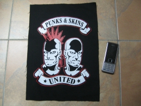 Punks and Skins United  chrbtová nášivka veľkosť cca. A4 (po krajoch neobšívaná)