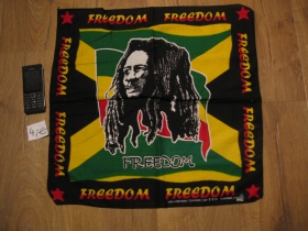 Bob Marley - Freedom - Jamaica - Jamajská vlajka šatka materiál: 100%bavlna, rozmery: cca.52x52cm