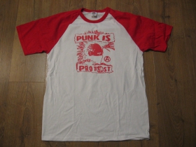 Punk is protest - pánske dvojfarebné tričko 100%bavlna značka Fruit of The Loom