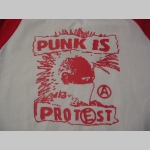 Punk is protest - pánske dvojfarebné tričko 100%bavlna značka Fruit of The Loom