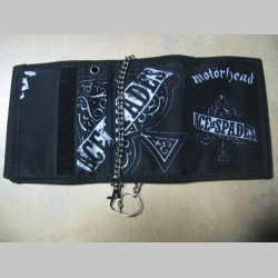 Motorhead  hrubá pevná textilná peňaženka s retiazkou a karabínkou