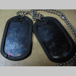 Dog Tag  vojenský identifikačný štítok kovový s odnímateľnou gumičkou alebo bez nej na výber  chrómová farba