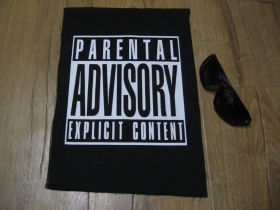 Parental Advisory  chrbtová nášivka veľkosť cca. A4 (po krajoch neobšívaná)