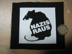 Nazi raus potlačená nášivka cca.12x12cm (po krajoch neobšívaná)