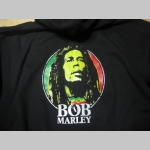 Bob Marley hrubá čierna mikina na zips s kapucou stiahnuteľnou šnúrkami
