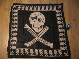 Pir&aacute;t lebka - smrtka - veľk&aacute; čierna &scaron;atka materi&aacute;l 100% bavlna rozmery 100x100cm