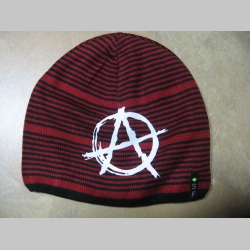 Anarchy - áčko  hrubá zimná červenočierna čiapka s tlačeným logom, materiál 100%akryl univerzálna veľkosť 