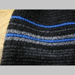 Ultra hrubá zimná čiapka čierna s modrošedým pruhovaním materiál 100% akryl univerzálna veľkosť vo vnútri naviac zateplená!!!