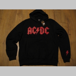 AC/DC čierna mikina s kapucou a klokankovým vreckom vpredu materiál 70%polyester  30%bavlna