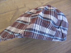 čiapka Rude Boy škótske káro TARTAN BROWN  materiál 30% bavlna 70%polyester, veľkosť cca. 54-56  vzadu pružný patent pre prisposobenie veľkosti