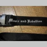 Skinhead Music and Rebellion textilná šnúrka na krk ( kľúče ) materiál 100% polyester