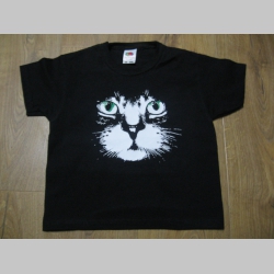 mačka  detské tričko čierne materiál 100%bavlna
