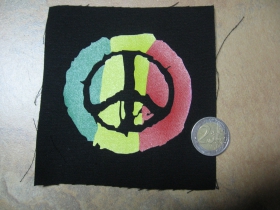 Rasta Peace   potlačená nášivka rozmery cca. 12x12cm (po krajoch neobšívaná)