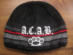 A.C.A.B. boxer čierna pletená čiapka hrubá vo vnútri naviac zateplená, univerzálna veľkosť, materiálové zloženie 100% akryl